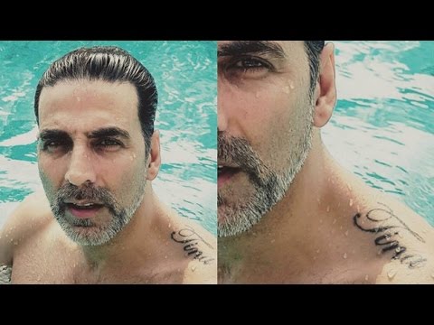 Akshay Kumar flaunts his tattoo inked on his back showing his sons name  Aarav during Levis fashion show at Taj Lands end in Mumbai  Photogallery